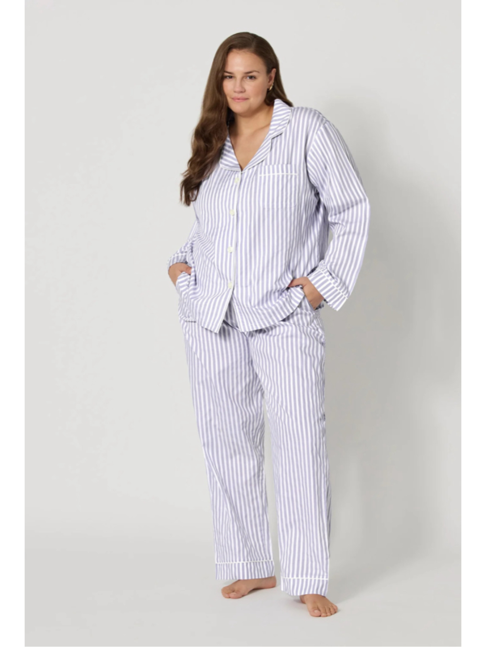Women's Dreams & Co. Pajama Set 4X Multi-color Striped Cotton Sleepwear